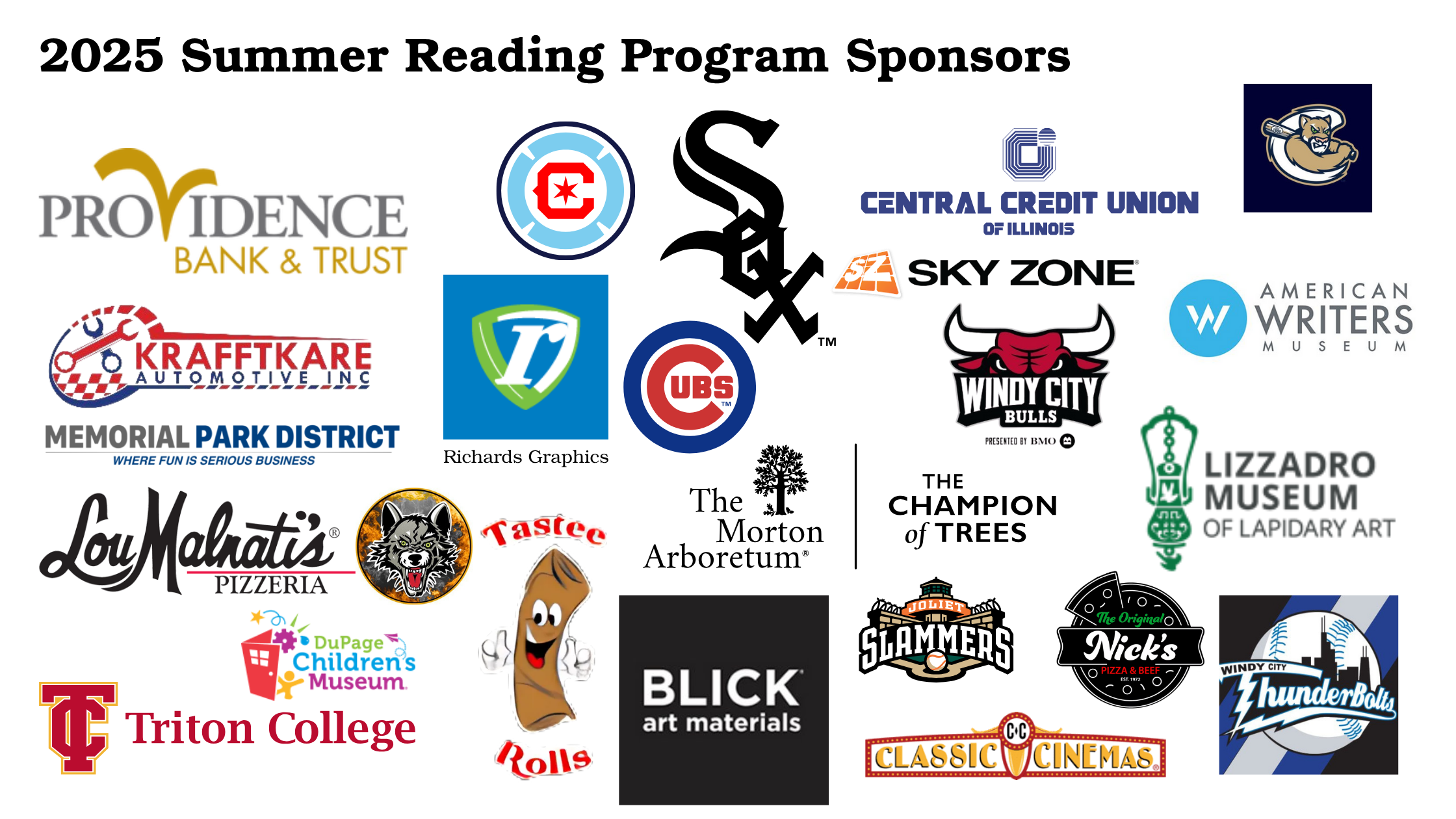A banner with the logos of the summer reading sponsors listed below.