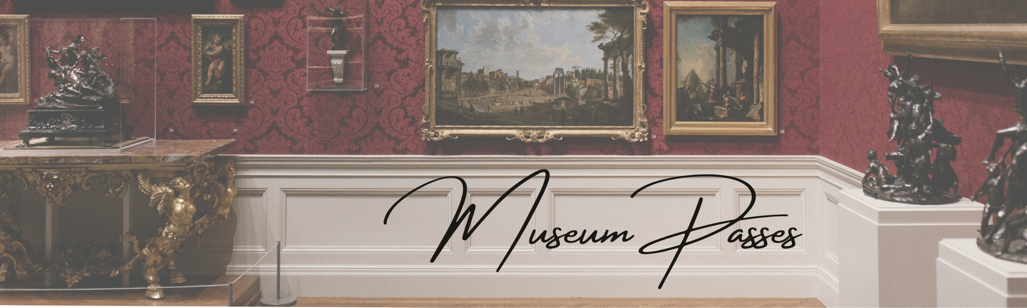 A banner with an image of a museum gallery and the words "Museum Passes"